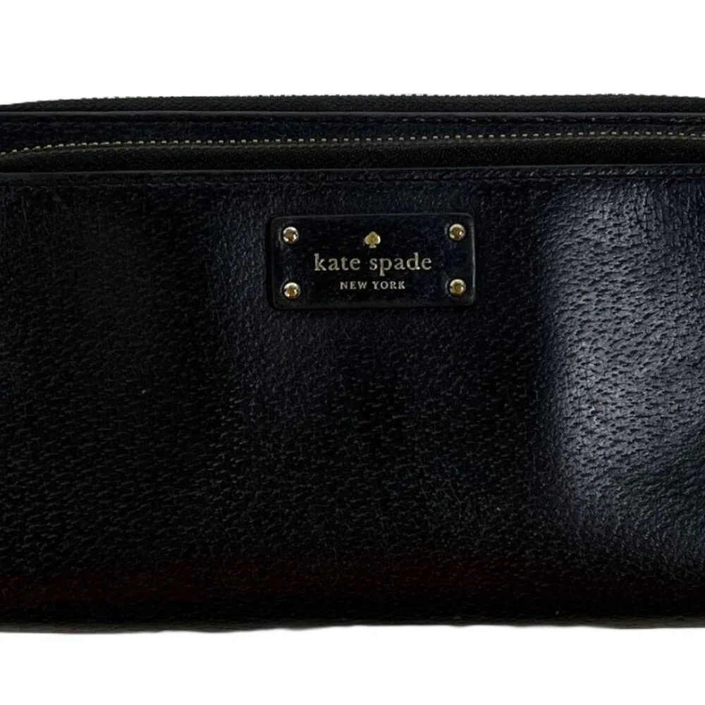 Kate Spade Wallet Zip Around Credit Card Slot Purse Zipper Leather - Picture 3 of 12